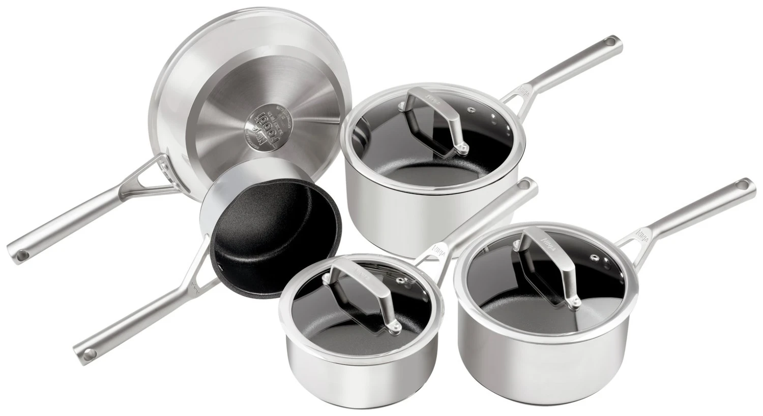 Ninja Zerostick Stainless Steel 5 Piece Non Stick Pan Set