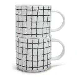 Habitat Grid Set Of 4 Mugs - White -Kitchen Supplies Store 1402944 R Z002A
