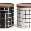 Habitat Grid Pack Of 2 Ceramic Canister - Black And White -Kitchen Supplies Store 1975402 R Z001A