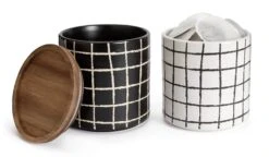 Habitat Grid Pack Of 2 Ceramic Canister - Black And White -Kitchen Supplies Store 1975402 R Z004A