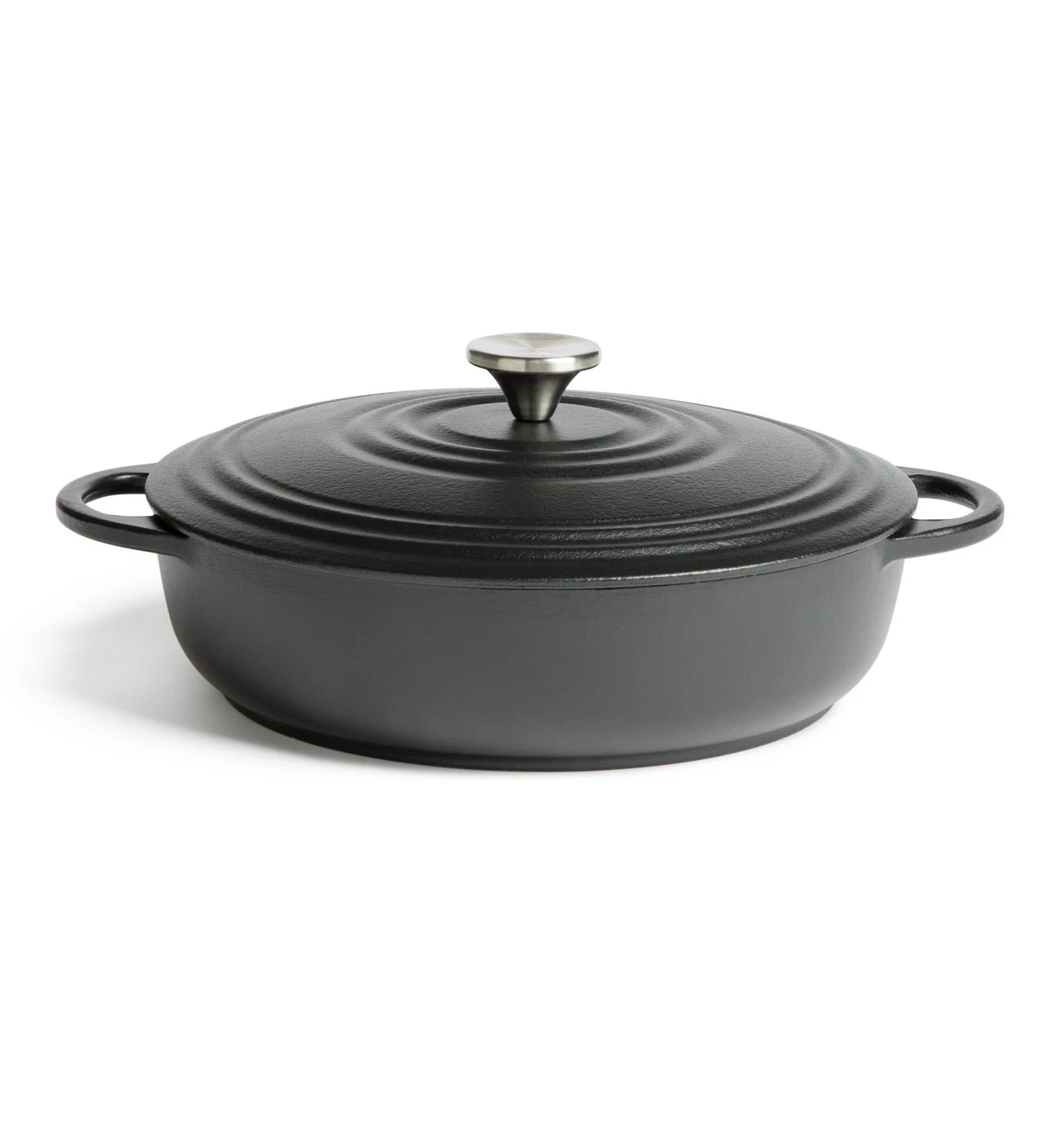 Habitat 4 Litre Shallow Cast Iron Casserole Dish - Black 3 Habitat 4 Litre Shallow Cast Iron Casserole Dish - Black