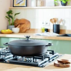 Habitat 4 Litre Shallow Cast Iron Casserole Dish - Black 13 Habitat 4 Litre Shallow Cast Iron Casserole Dish - Black -Kitchen Supplies Store 3065482 R Z002C