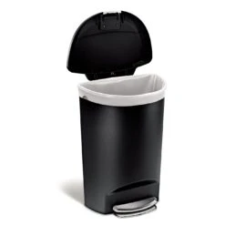 Simplehuman 50L Plastic Semi Round Pedal Bin - Black -Kitchen Supplies Store 3341106 R Z003A