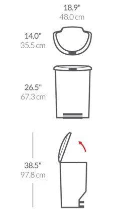 Simplehuman 50L Plastic Semi Round Pedal Bin - Black -Kitchen Supplies Store 3341106 R Z020A