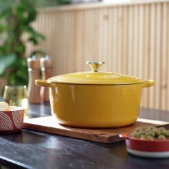 Habitat Global 5.3 Litre Cast Iron Casserole Dish - Yellow -Kitchen Supplies Store 6609625 R Z002C