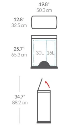 Simplehuman 46 Litre Rectangular Recycle Bin -Kitchen Supplies Store 6609780 R Z020A