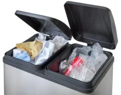 Habitat 55 Litre 2 Compartment Recycling Bin - Steel -Kitchen Supplies Store 7007068 R Z005A