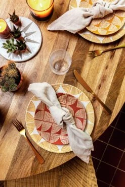 Habitat Block Print 12 Piece Stoneware Dinner Set - Yellow -Kitchen Supplies Store 7040575 R Z005C