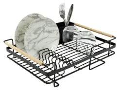 Habitat Wire Dishdrainer - Wood And Black -Kitchen Supplies Store 8092010 R Z007A