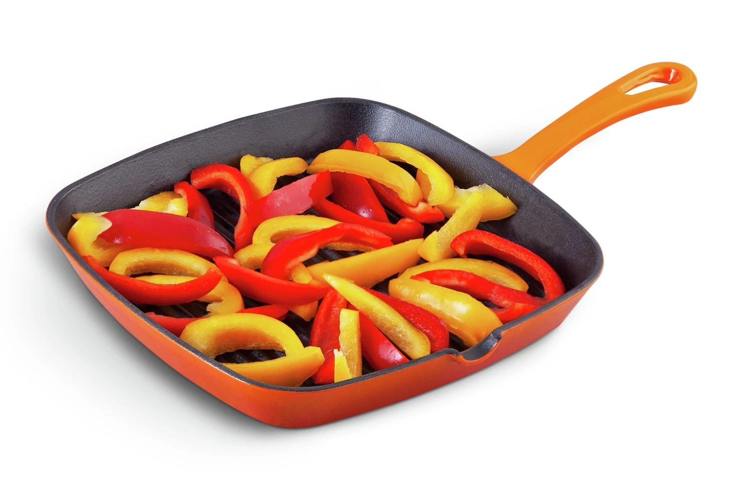 Habitat 23cm Cast Iron Griddle Pan - Orange 4 Habitat 23cm Cast Iron Griddle Pan - Orange - Image 2