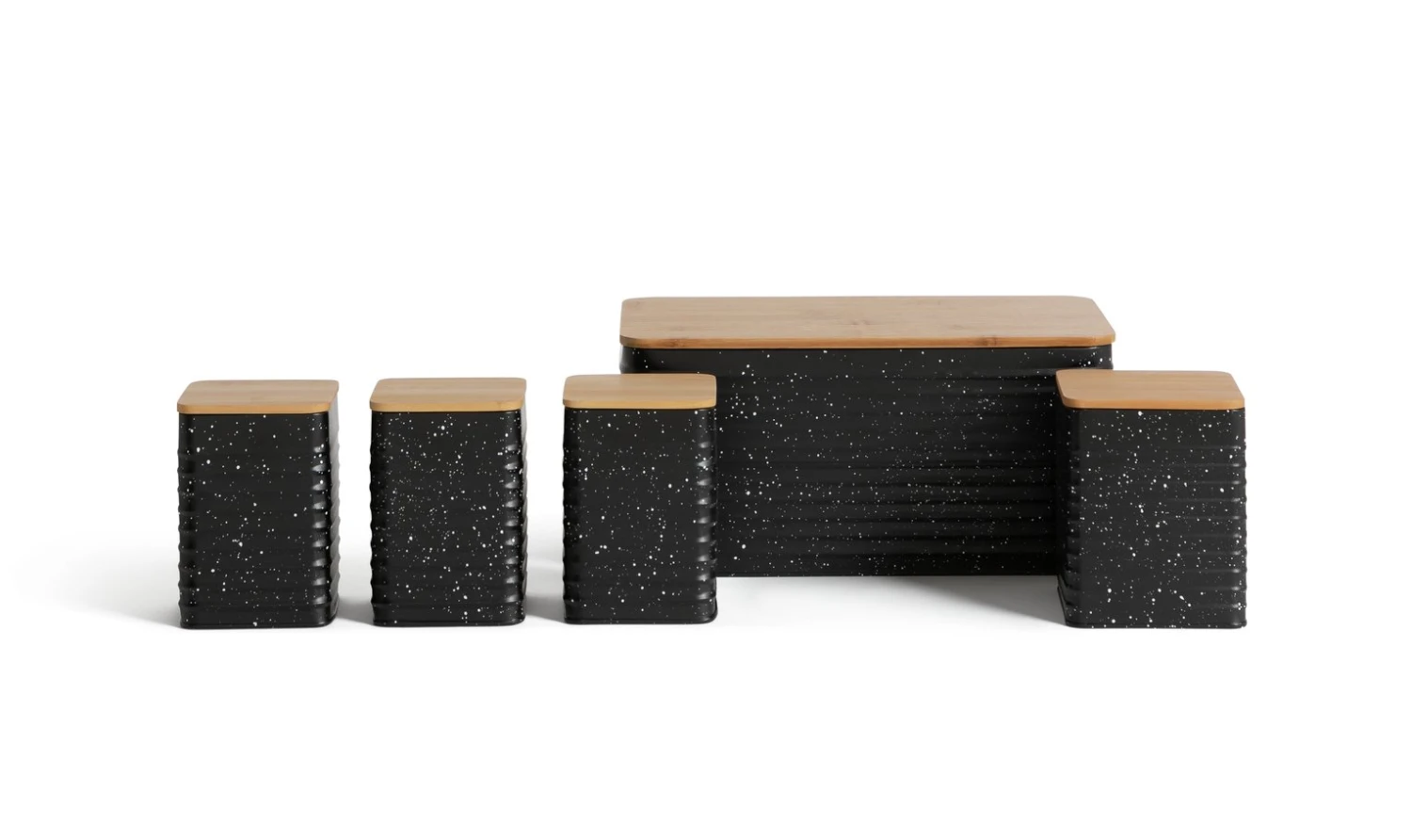 Habitat Set Of 5 Speckle Bamboo Storage - Black 3 Habitat Set Of 5 Speckle Bamboo Storage - Black