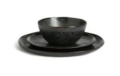 Habitat Preto 12 Piece Stoneware Dinner Set - Black -Kitchen Supplies Store 9310708 R Z002A
