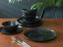 Habitat Preto 12 Piece Stoneware Dinner Set - Black -Kitchen Supplies Store 9310708 R Z002C