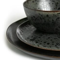 Habitat Preto 12 Piece Stoneware Dinner Set - Black -Kitchen Supplies Store 9310708 R Z004A