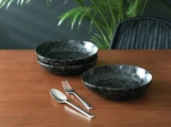 Habitat Preto 4 Piece Stoneware Pasta Bowls - Black -Kitchen Supplies Store 9310791 R Z002C