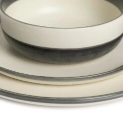 Habitat Stripe 12 Piece Stoneware Dinner Set - Multicoloured -Kitchen Supplies Store 9360992 R Z001B