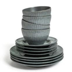 Habitat 12 Piece Stoneware Felicity Dinner Set - Blue -Kitchen Supplies Store 9410251 R Z002A