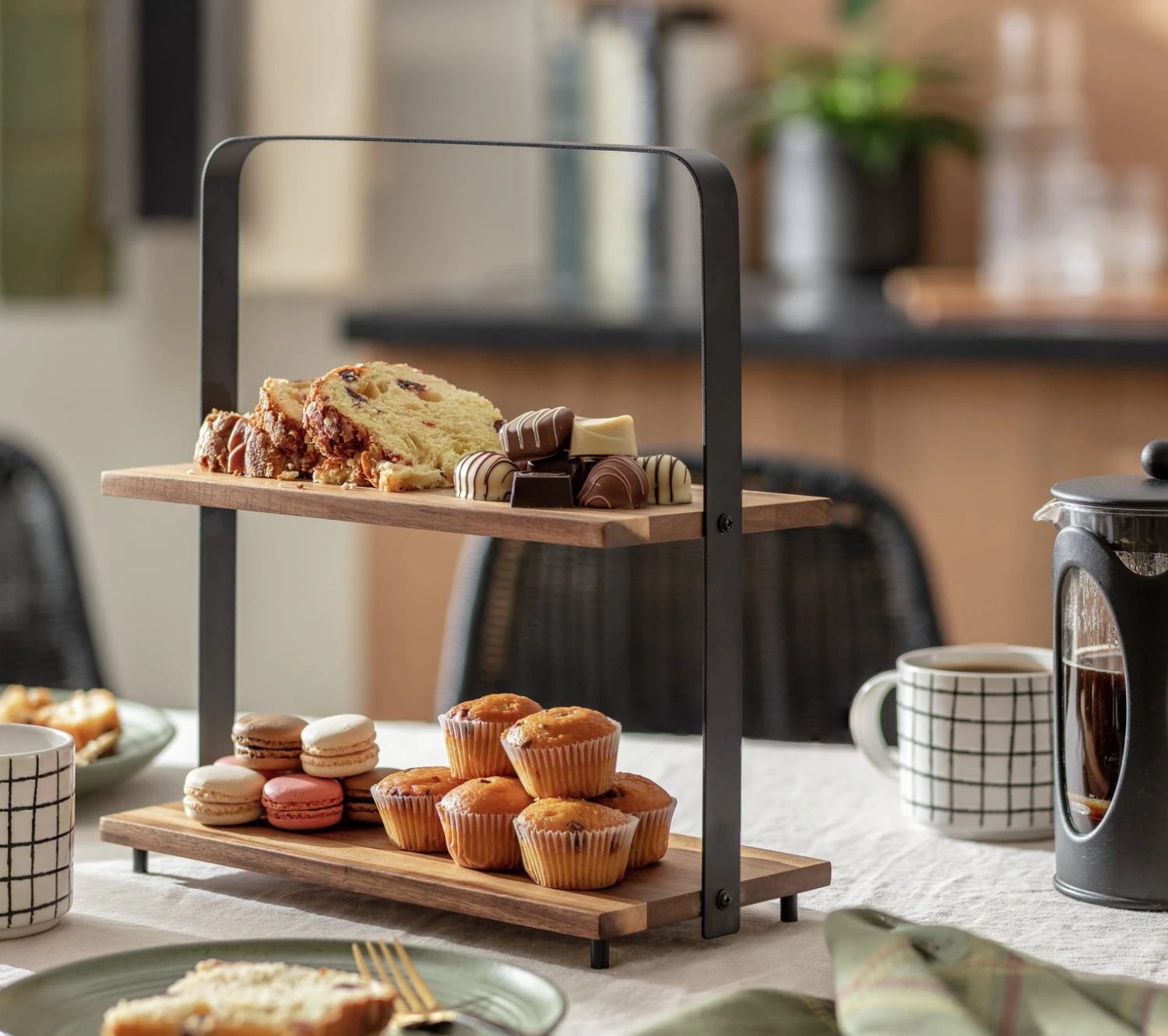 Habitat Industrial Two Tier Wooden Serving Platter 4 Habitat Industrial Two Tier Wooden Serving Platter - Image 2