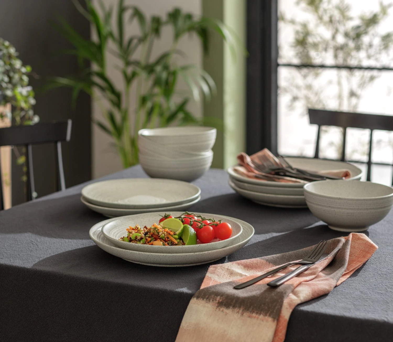 Habitat Textured Ripple 12 Piece Dinner Set - Chalk 4 Habitat Textured Ripple 12 Piece Dinner Set - Chalk - Image 2