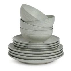 Habitat Textured Ripple 12 Piece Dinner Set - Chalk 12 Habitat Textured Ripple 12 Piece Dinner Set - Chalk -Kitchen Supplies Store 9529764 R Z002A